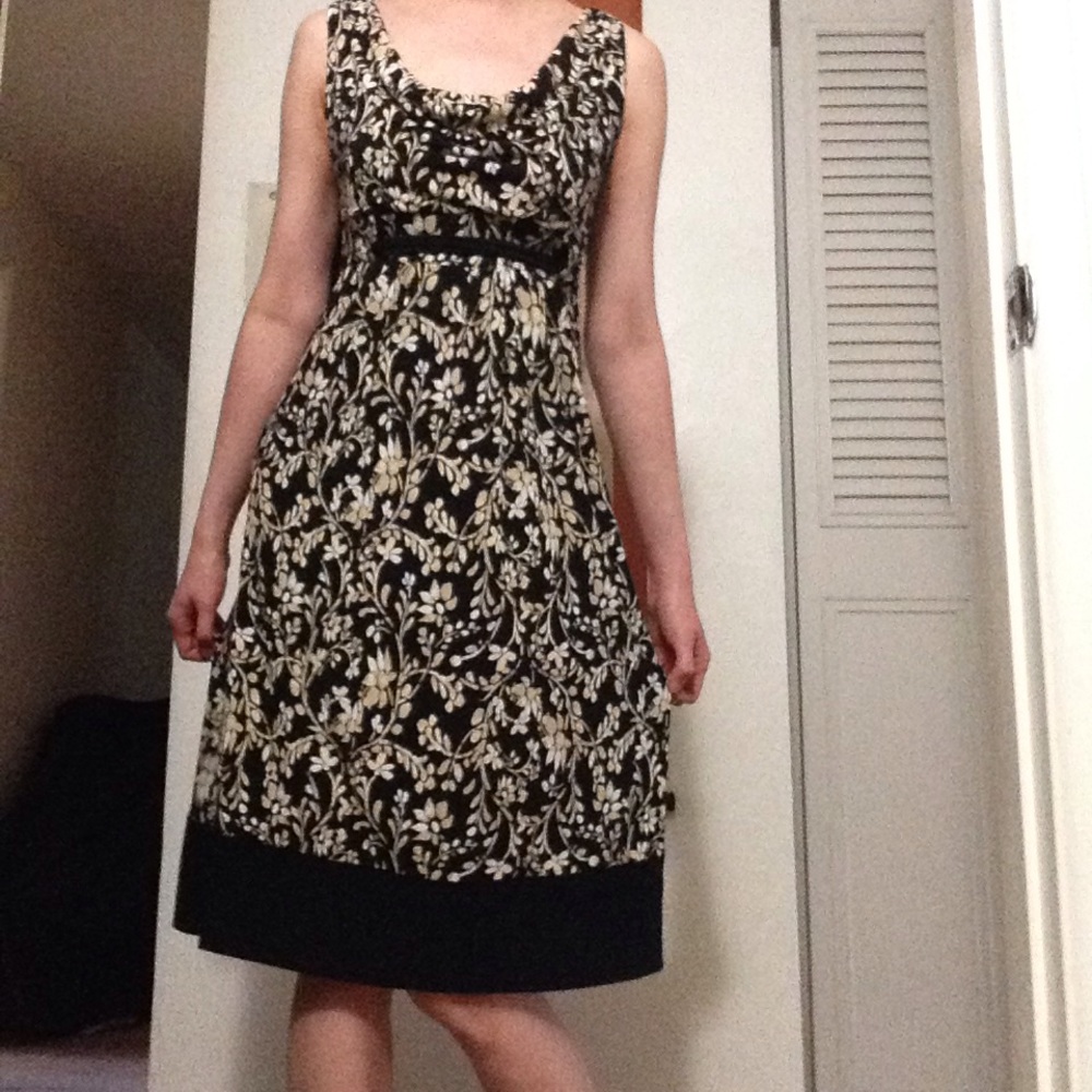 Merona Black and Yellowy Tan Dress, size S